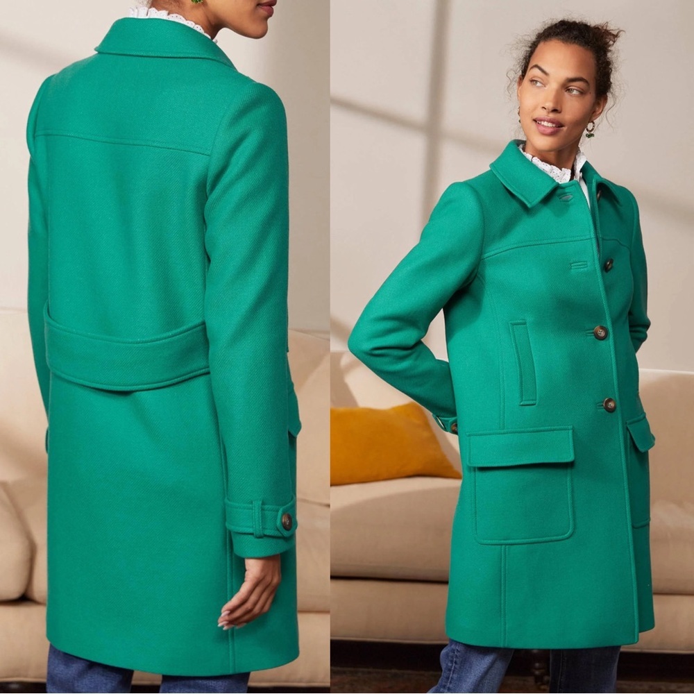Boden Durham Wool Blend Coat Jade Green Size 8 - Picture 10 of 12